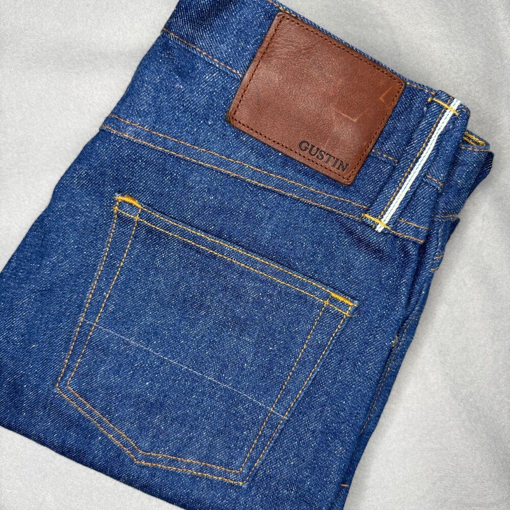 Gustin # 52 Rainbow Nep Japanese Selvedge Denim Jeans 31 Blue Skinny Button Fly